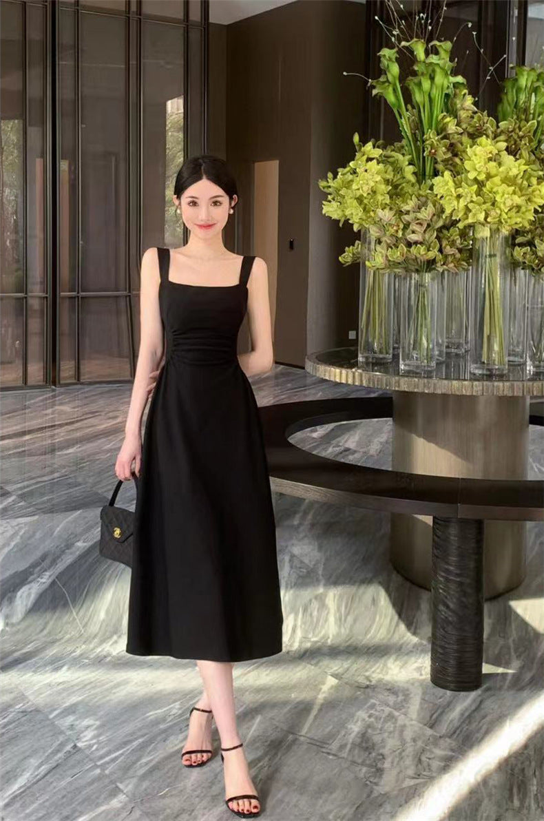Sling Dress French Slim Fit Waist-Controlled Slimming Special-Interest Design Formal Dress Women