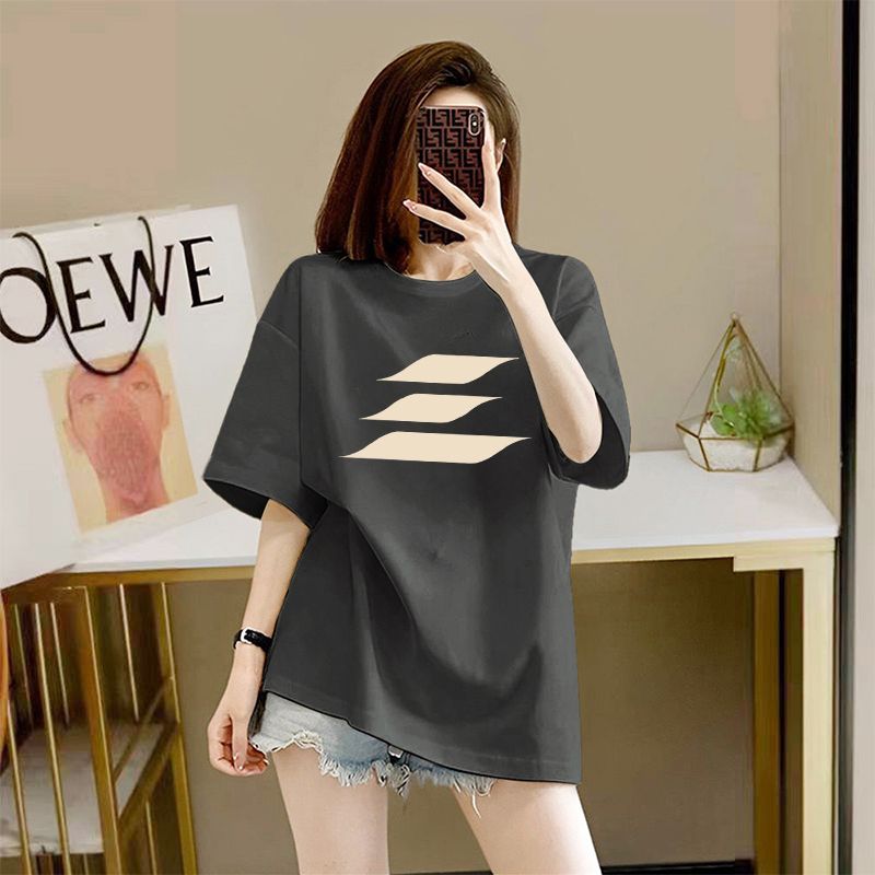 Cotton Short SleeveTT-shirt Women's Summer Korean Style Printed Mid-Length T-shirt Top Women's Fashion