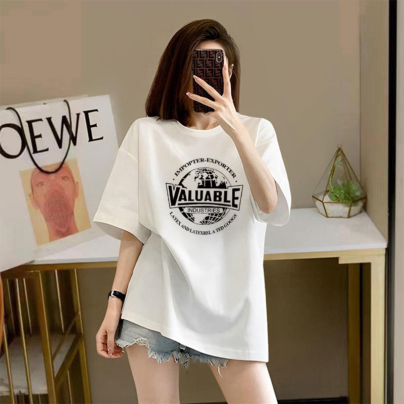 Cotton Short SleeveTT-shirt Women's Summer Loose Mid-Length T-shirt Top