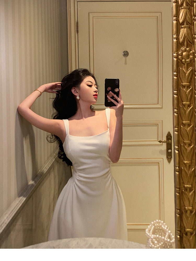 Sling Dress French Slim Fit Waist-Controlled Slimming Special-Interest Design Formal Dress Women