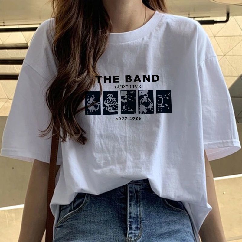 Fat Girl Cotton Short SleeveTT-shirt Women's White Loose Versatile Student Summer Korean Style round Neck Top Clothesins