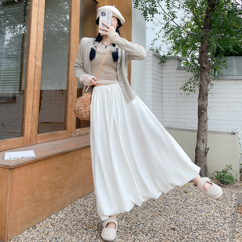 Glutinous Rice Bud Skirt Female Autumn High Waist Slimming Mid-Length Lantern Umbrella SkirtAWord Cloud Pettiskirt