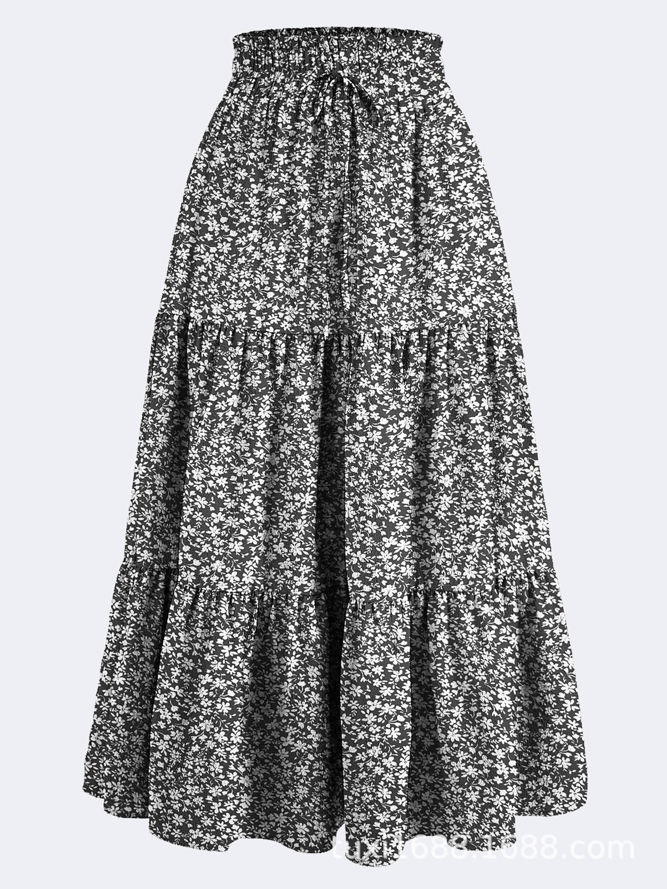 Independent Station Printed Skirt Elastic Waistband Bohemian Holiday Skirt