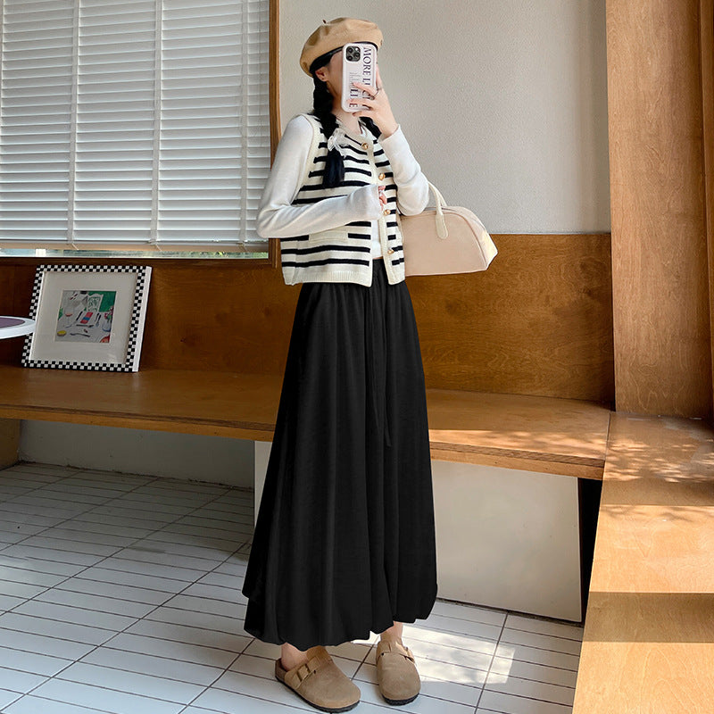 Glutinous Rice Bud Skirt Female Autumn High Waist Slimming Mid-Length Lantern Umbrella SkirtAWord Cloud Pettiskirt