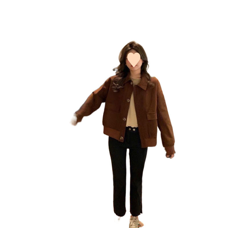Short Spring and Autumn Corduroy Coat Women Loose Versatile Casual Jacket Outer Tops