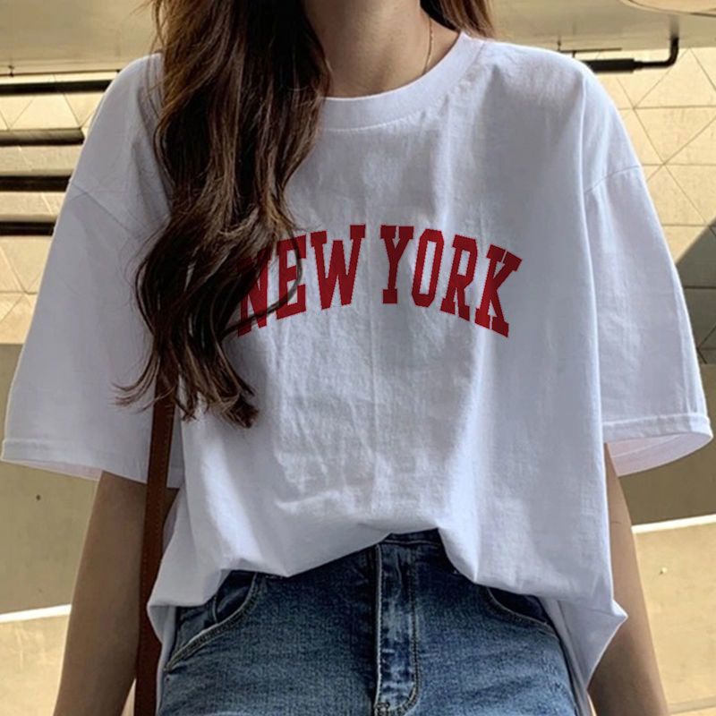 Fat Girl Cotton Short SleeveTT-shirt Women's White Loose Versatile Student Summer Korean Style round Neck Top Clothesins