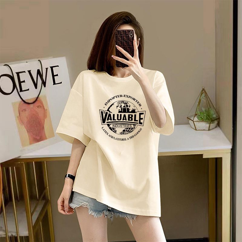 Cotton Short SleeveTT-shirt Women's Summer Loose Mid-Length T-shirt Top