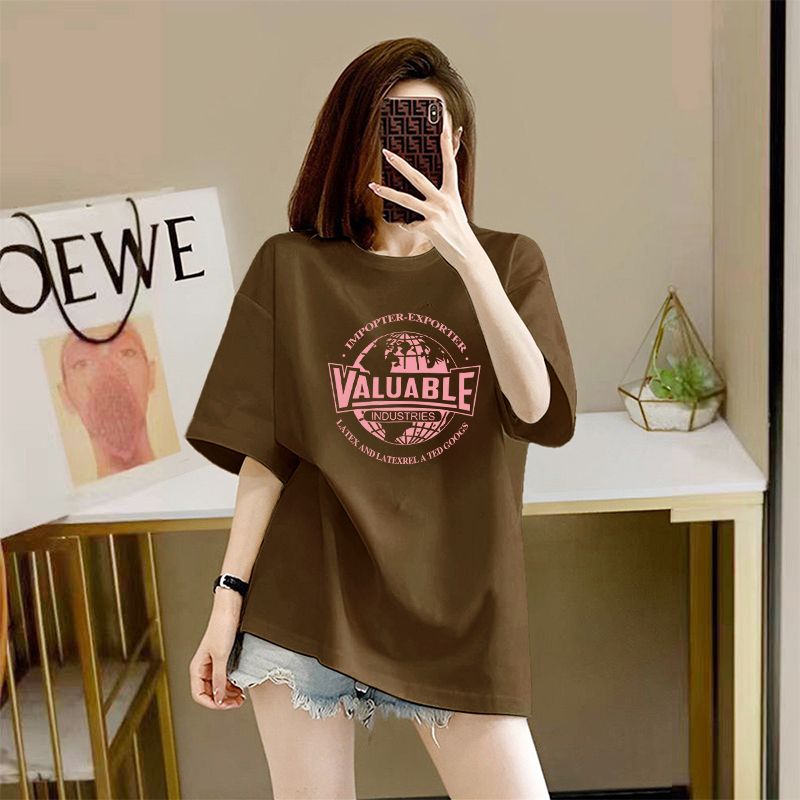 Cotton Short SleeveTT-shirt Women's Summer Loose Mid-Length T-shirt Top