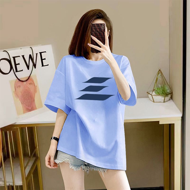 Cotton Short SleeveTT-shirt Women's Summer Korean Style Printed Mid-Length T-shirt Top Women's Fashion