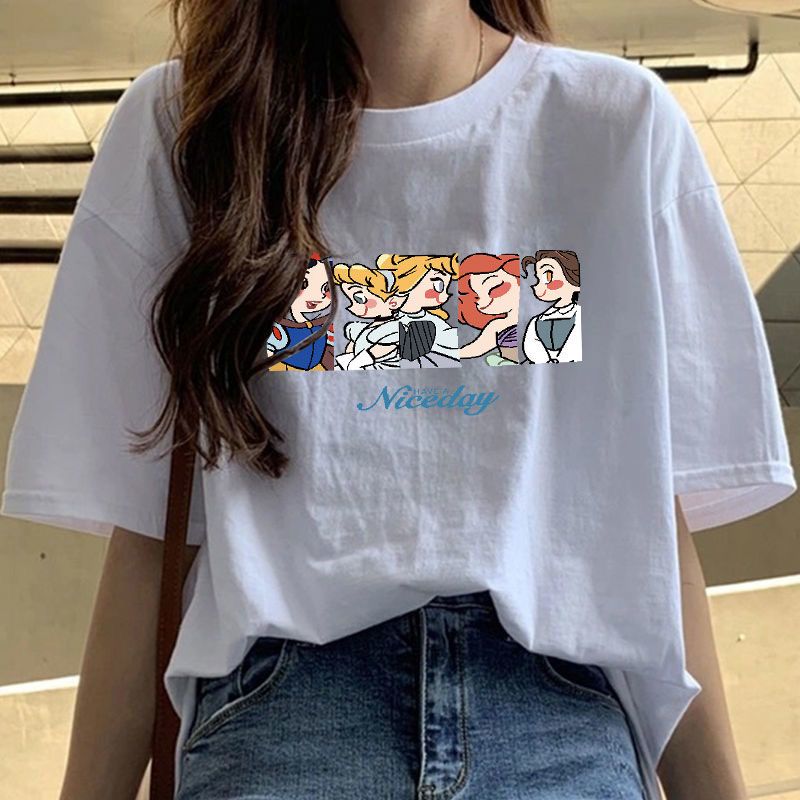Fat Girl Cotton Short SleeveTT-shirt Women's White Loose Versatile Student Summer Korean Style round Neck Top Clothesins
