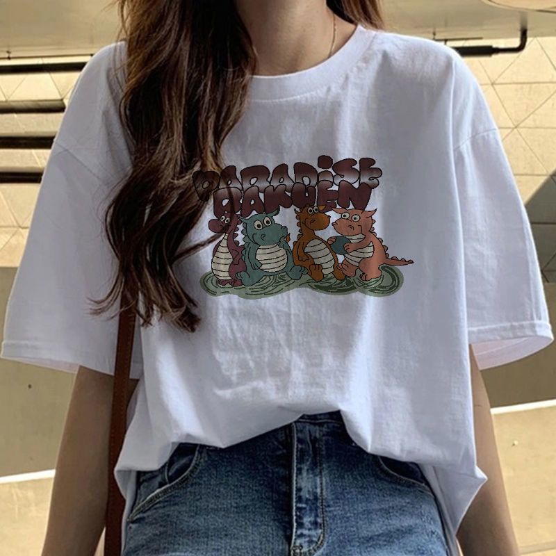 Fat Girl Cotton Short SleeveTT-shirt Women's White Loose Versatile Student Summer Korean Style round Neck Top Clothesins