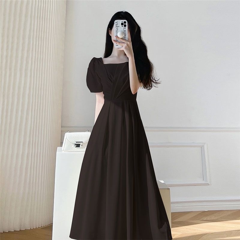 Thirteen Lines Platycodon Grandiflorum French Fold Square Collar Puff Sleeve Dress Female Summer Gentle Mori Style First Love Milk Sweet Super Fairy