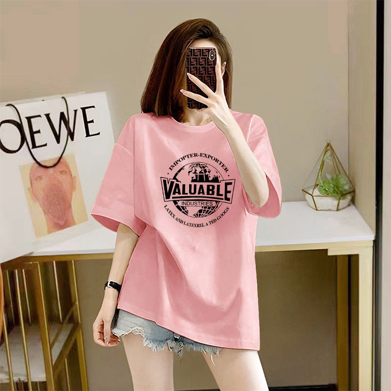 Cotton Short SleeveTT-shirt Women's Summer Loose Mid-Length T-shirt Top
