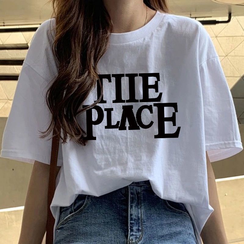 Fat Girl Cotton Short SleeveTT-shirt Women's White Loose Versatile Student Summer Korean Style round Neck Top Clothesins