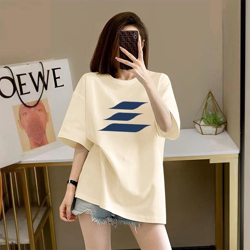 Cotton Short SleeveTT-shirt Women's Summer Korean Style Printed Mid-Length T-shirt Top Women's Fashion