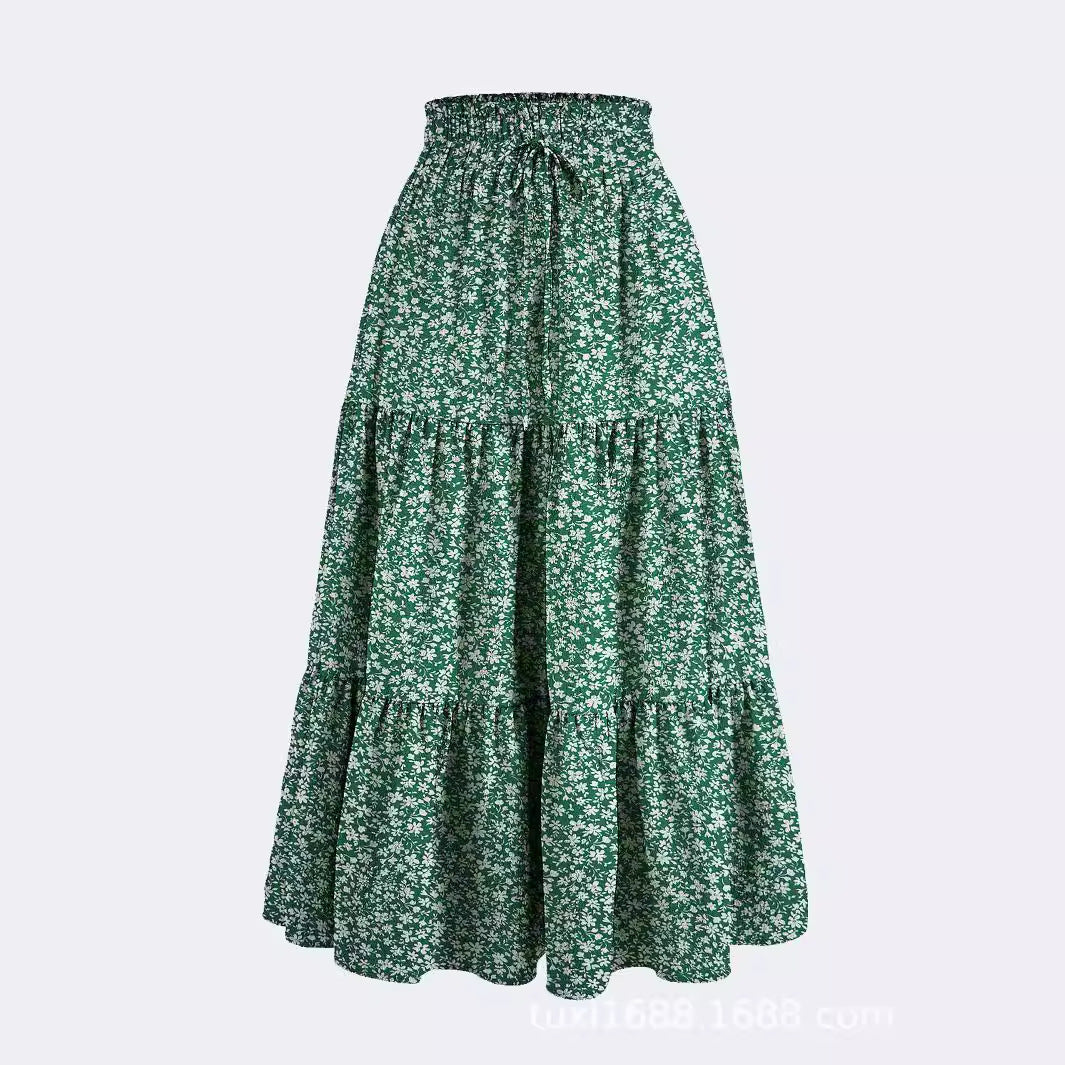 Independent Station Printed Skirt Elastic Waistband Bohemian Holiday Skirt