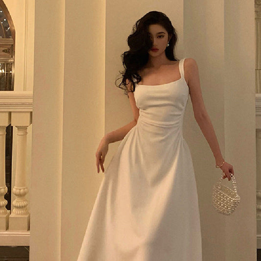 Sling Dress French Slim Fit Waist-Controlled Slimming Special-Interest Design Formal Dress Women
