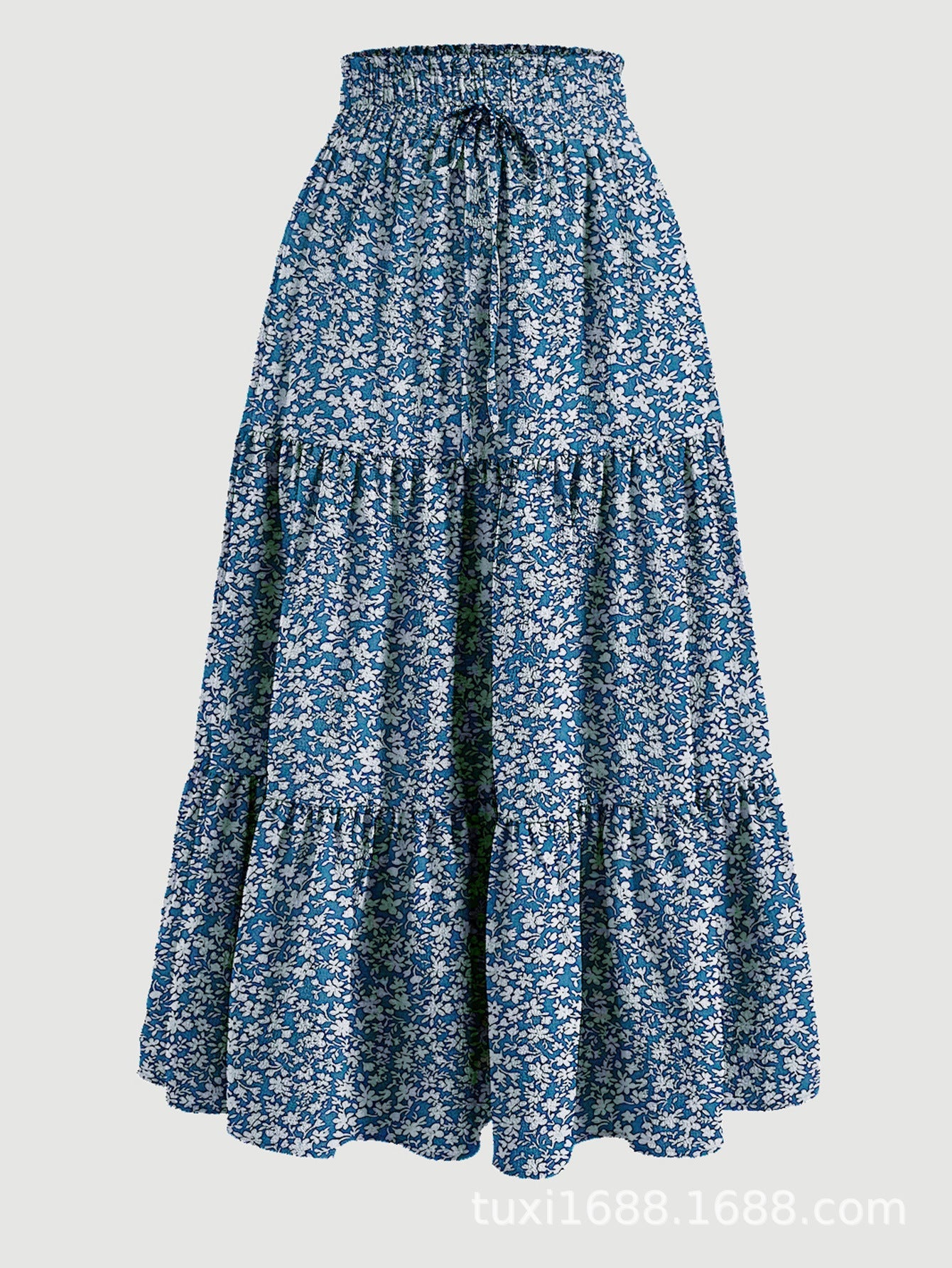 Independent Station Printed Skirt Elastic Waistband Bohemian Holiday Skirt
