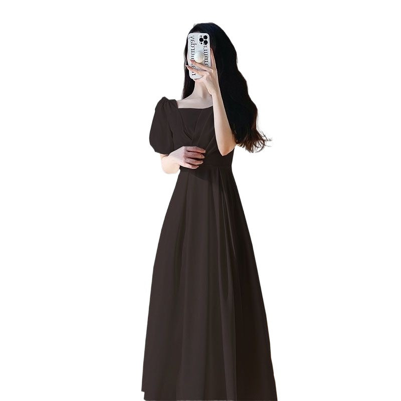 Thirteen Lines Platycodon Grandiflorum French Fold Square Collar Puff Sleeve Dress Female Summer Gentle Mori Style First Love Milk Sweet Super Fairy