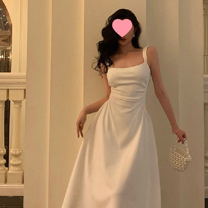 Sling Dress French Slim Fit Waist-Controlled Slimming Special-Interest Design Formal Dress Women