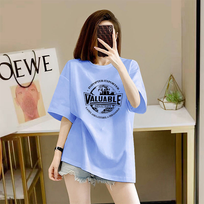 Cotton Short SleeveTT-shirt Women's Summer Loose Mid-Length T-shirt Top